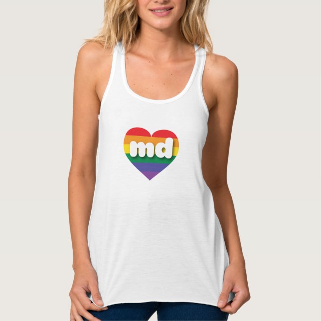 I Love Maryland Rainbow Heart Singlet (Front)