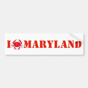 I Love Maryland Red Crab Baltimore Chesapeake Bay Bumper Sticker