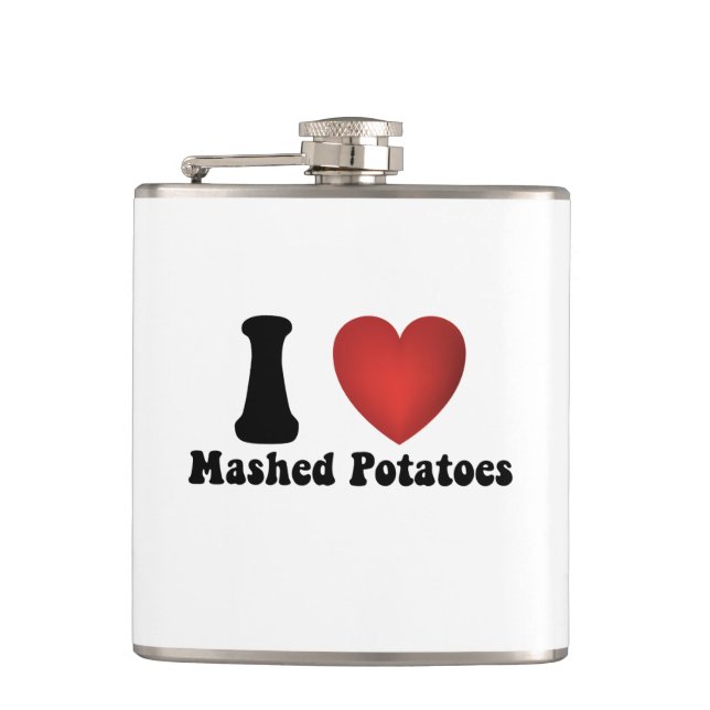 I Love Mashed Potatoes Thanksgiving Dinner Gift Hip Flask (Front)