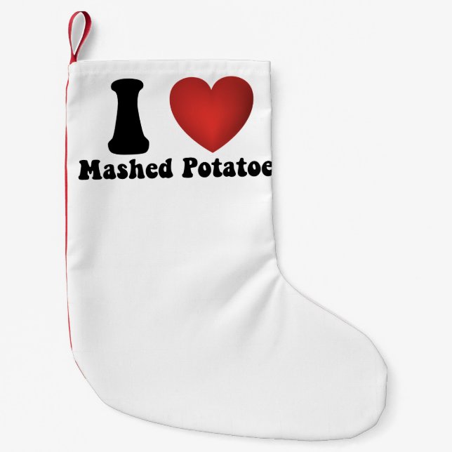 I Love Mashed Potatoes Thanksgiving Dinner Gift Small Christmas Stocking (Front)