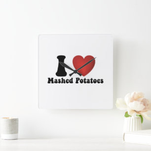 I Love Mashed Potatoes Thanksgiving Dinner Gift Square Wall Clock