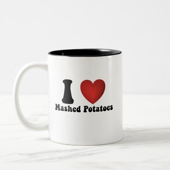 I Love Mashed Potatoes Thanksgiving Dinner Gift Two-Tone Coffee Mug (Left)