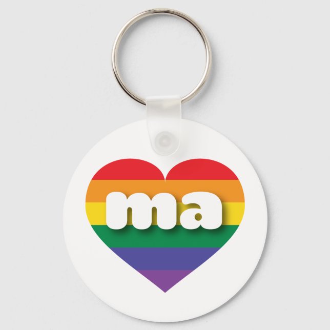 I love Massachusetts Gay Pride Key Ring (Front)