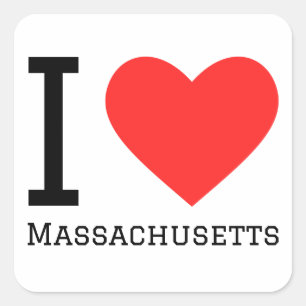 I love Massachusetts Square Sticker
