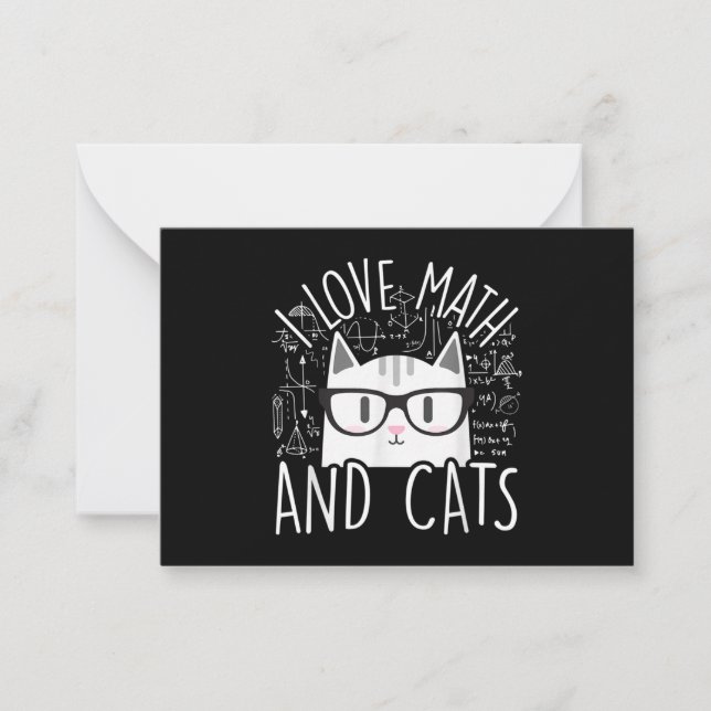I Love Math And Cats Cute Kitty Cat Card (Front)