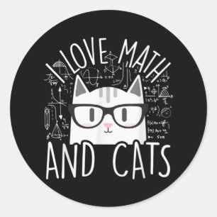 I Love Math And Cats Cute Kitty Cat Classic Round Sticker