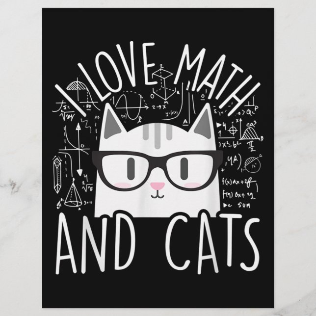I Love Math And Cats Cute Kitty Cat Custom Letterhead (Front)