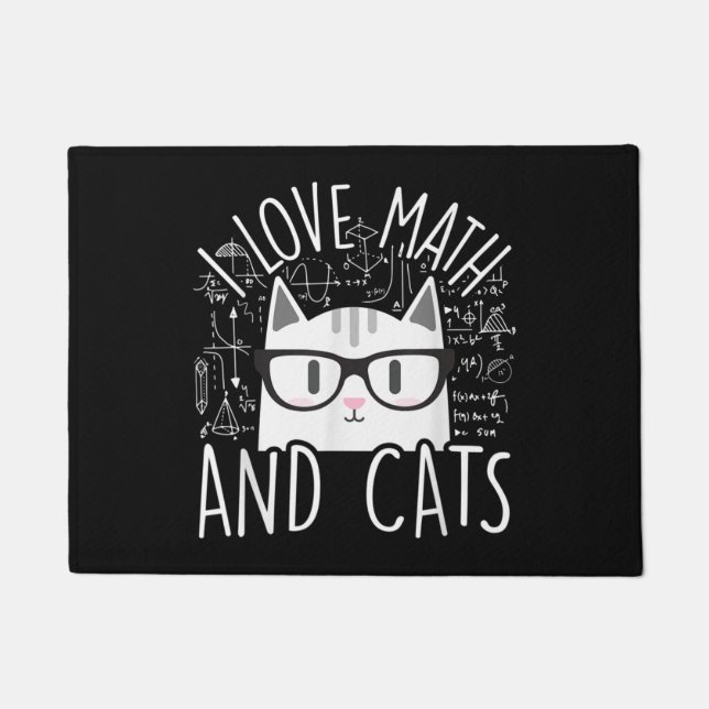 I Love Math And Cats Cute Kitty Cat Doormat (Front)