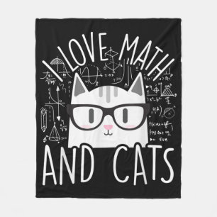 I Love Math And Cats Cute Kitty Cat Fleece Blanket