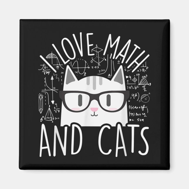 I Love Math And Cats Cute Kitty Cat Magnet (Front)