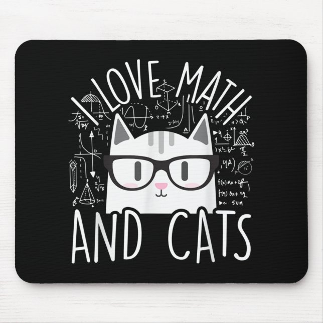 I Love Math And Cats Cute Kitty Cat Mouse Pad (Front)