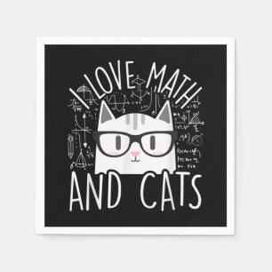 I Love Math And Cats Cute Kitty Cat Napkin