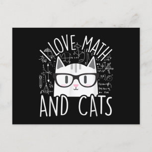 I Love Math And Cats Cute Kitty Cat Postcard