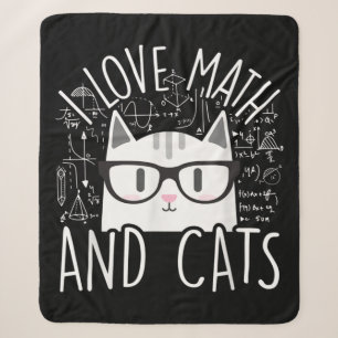 I Love Math And Cats Cute Kitty Cat Sherpa Blanket