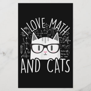 I Love Math And Cats Cute Kitty Cat Stationery