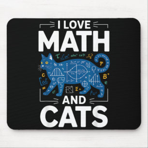 I Love Math And Cats Funny Teacher Student Kitten Mouse Pad