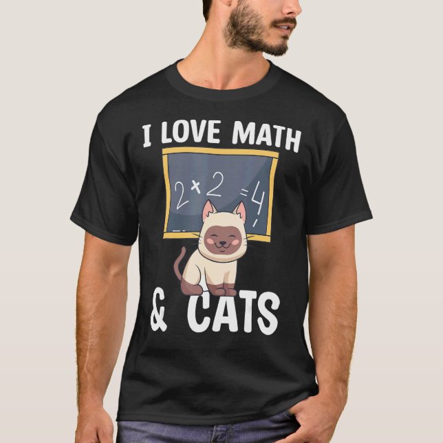 I Love Math And Cats T-Shirt (Front)