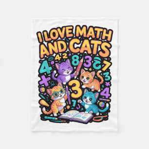 I Love Math And Cats Teacher Student Fleece Blanket