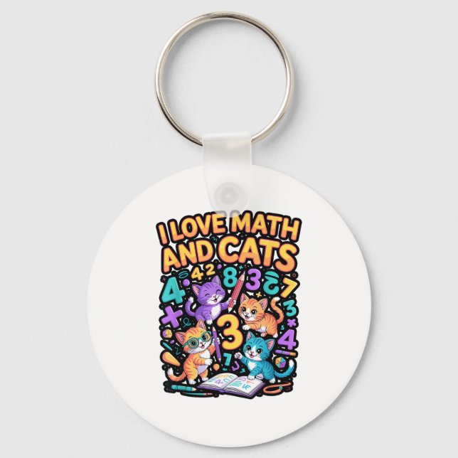 I Love Math And Cats Teacher Student  Key Ring (Front)