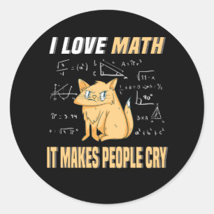 I Love Math Cat Kitten Mathegenie Math Teacher Classic Round Sticker