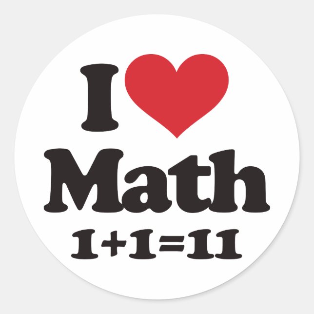 I Love Math! Classic Round Sticker (Front)
