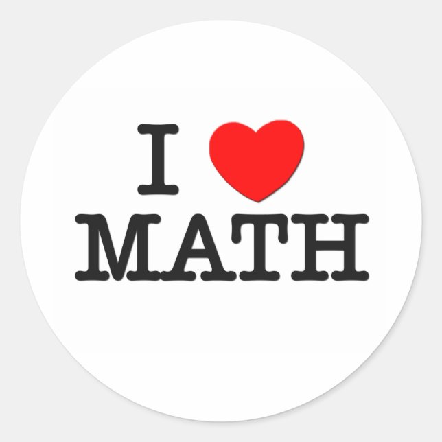 I Love MATH Classic Round Sticker (Front)
