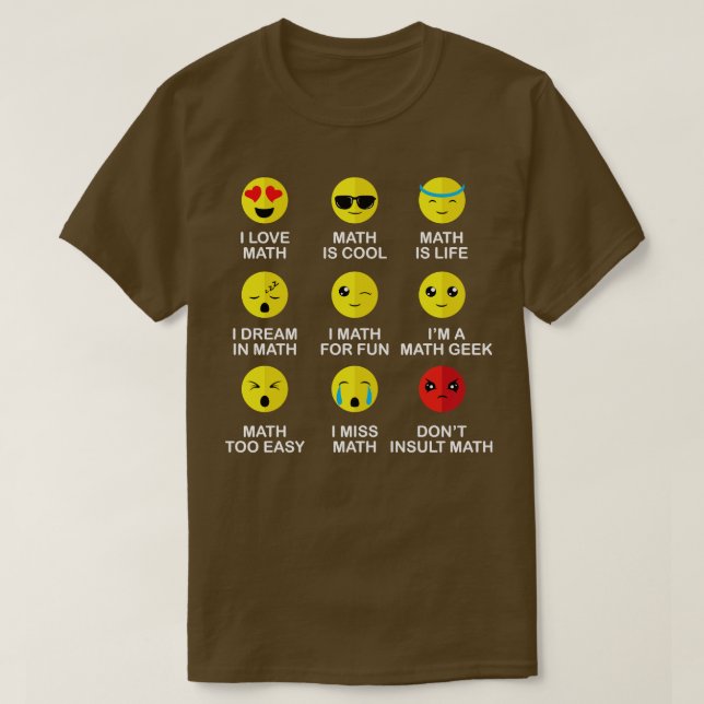 I Love Math Emoji Funny Mathematic Teacher Mathlet T-Shirt (Design Front)