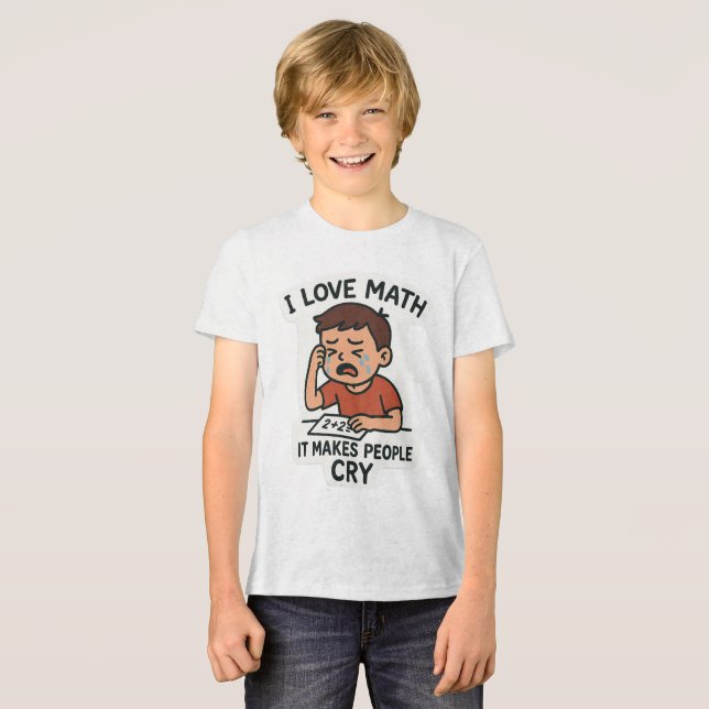 I Love Math – Funny Cartoon Sticker Tri-Blend Shirt (Front Full)