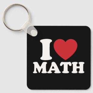 I Love Math I Heart Groovy Retro Key Ring