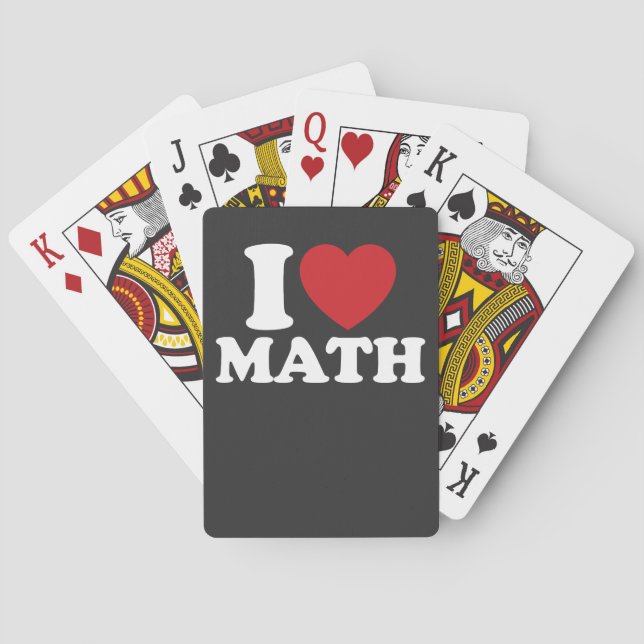I Love Math I Heart Groovy Retro Playing Cards (Back)