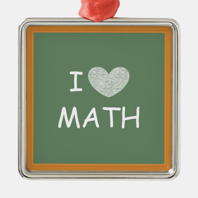 I Love Math Metal Tree Decoration (Front)