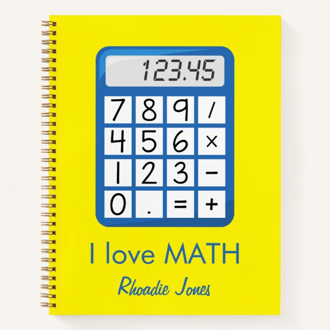 I love Math yellow and blue Notebook (Front)