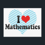I Love Mathematics Postcard<br><div class="desc">I Love Mathematics
 Great I Love Mathematics product with a big heart filled with red stripes. This and many more Mathematics gifts,  with also other calculus  products for Mathematics lovers available at our store.</div>