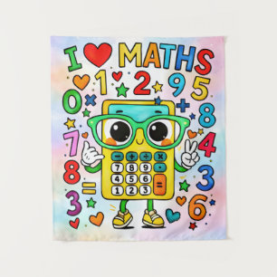 I Love Maths Cute Calculator Poster for Kids Tapestry