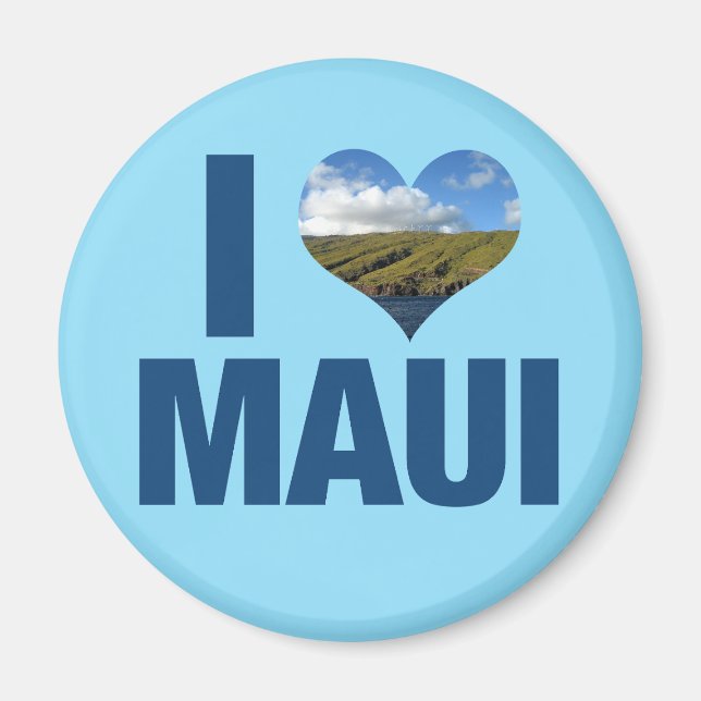 I Love Maui Hawaii Cute Hawaiian Photography Magnet (Front)