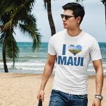 I Love Maui Hawaii Cute Hawaiian Vacation T-Shirt<br><div class="desc">I love Maui Hawaii t-shirt with a cute heart shaped photo of the blue Hawaiian ocean and green mountains. Beautiful coastal waters make me happy on summer vacation. A cute keepsake tee with windmills on a hill.</div>