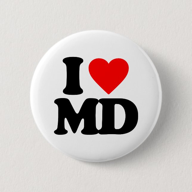 I LOVE MD 6 CM ROUND BADGE (Front)