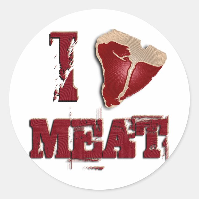 I Love Meat Classic Round Sticker (Front)
