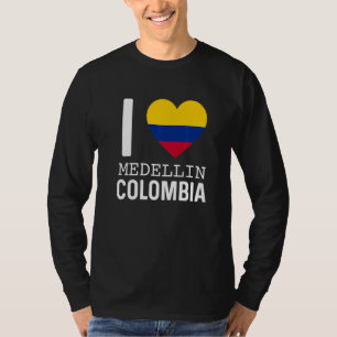 I Love Medellin Colombia Flag Map Colombian Pride T-Shirt