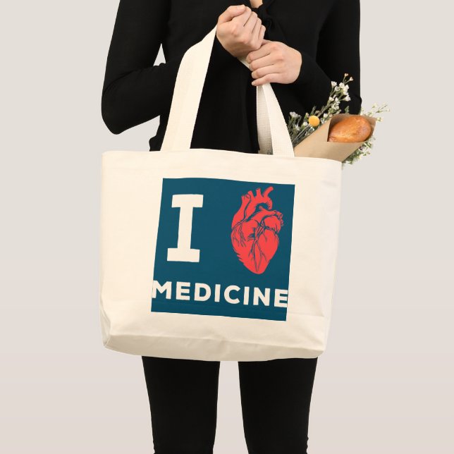 I Love Medicine Cardiologist Heart Doctor Large Tote Bag (Front (Product))