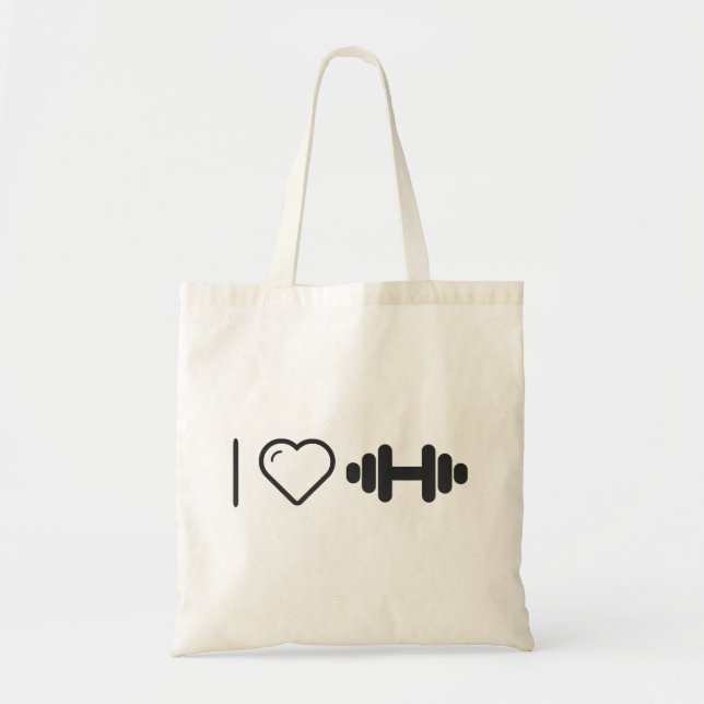 I Love Medium Dumbbells Tote Bag (Front)