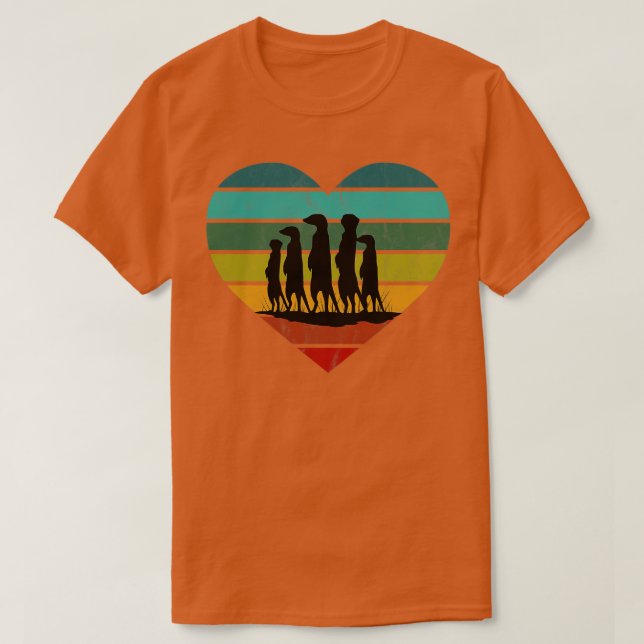 I Love Meerkats Retro Heart T-Shirt (Design Front)