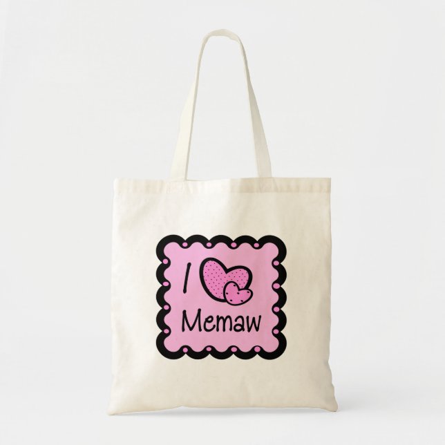 I Love Memaw Cute T-Shirt Tote Bag (Front)