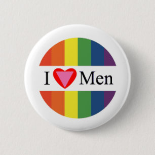 I love men 6 cm round badge