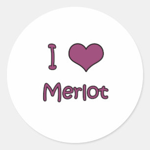 I Love Merlot Classic Round Sticker