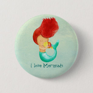 I love Mermaids 6 Cm Round Badge