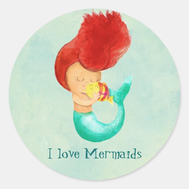 I love Mermaids Classic Round Sticker (Front)