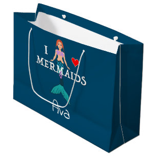 I Love Mermaids Design - Gift Bag - Large
