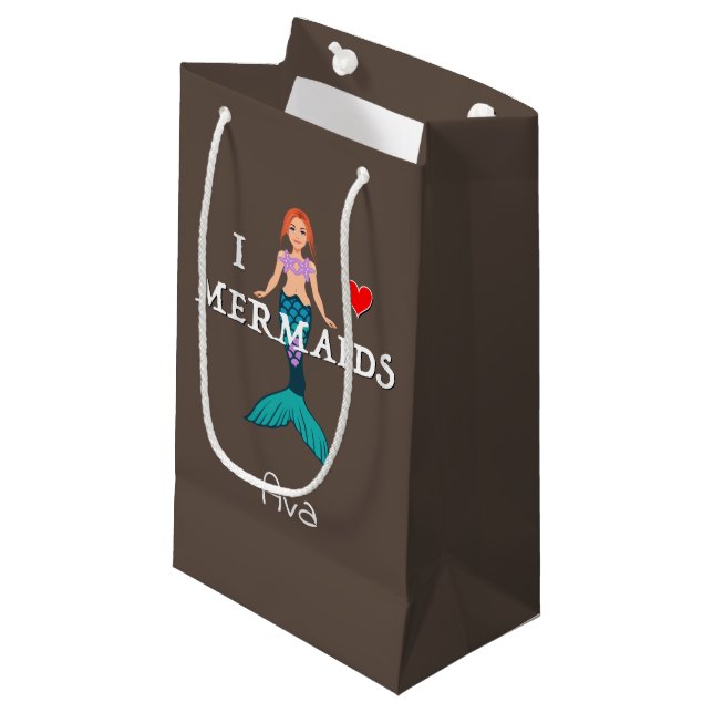 I Love Mermaids Design - Gift Bag - Small (Front Angled)