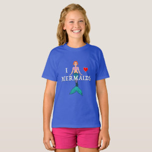 I Love Mermaids Design - Girls' Basic T-Shirt
